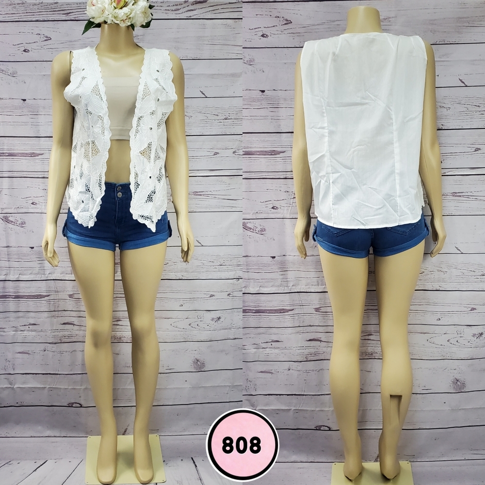 medium white lace cardigan